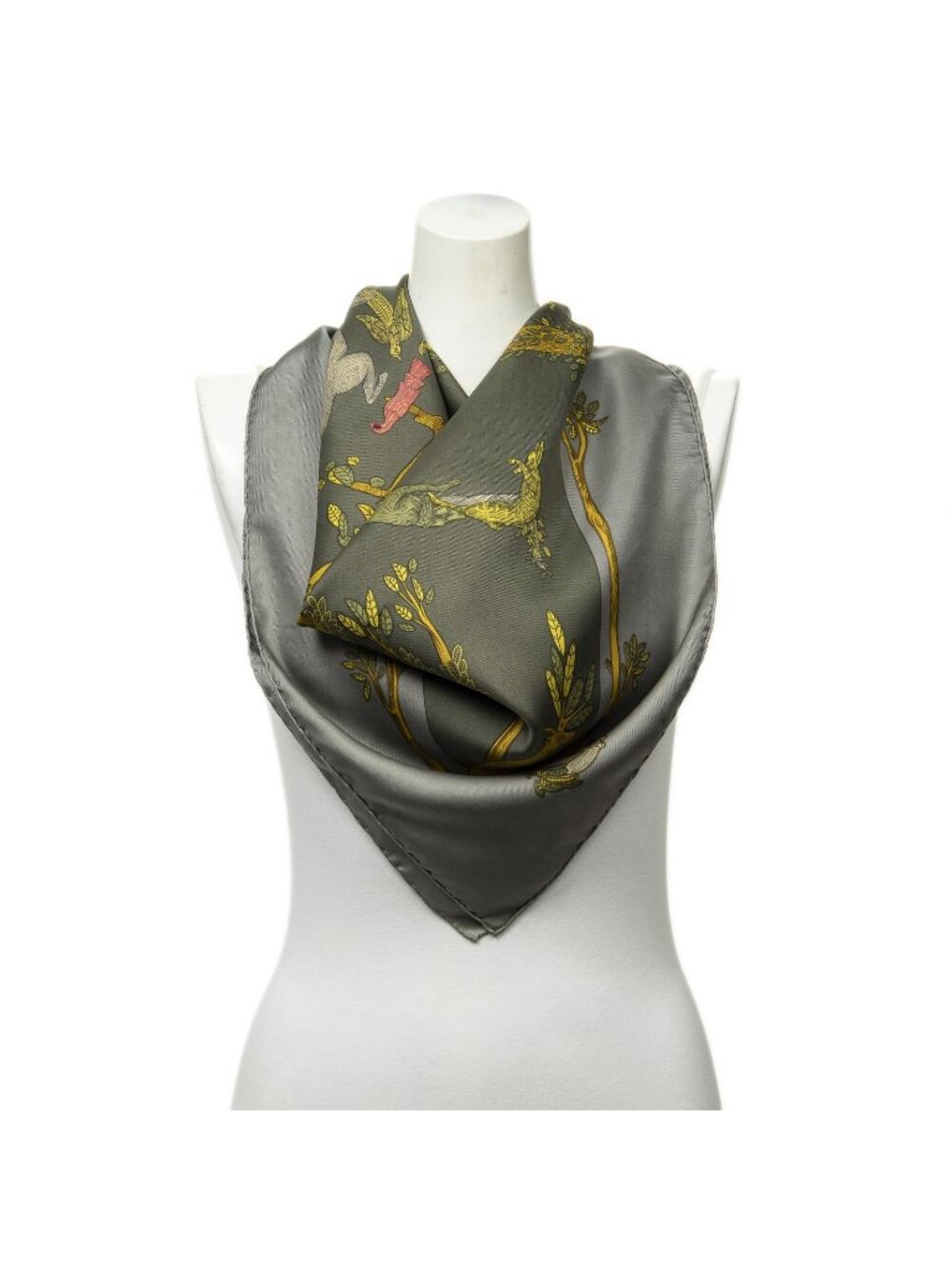 Hermes Scarf Gray Goldtwill Silk
